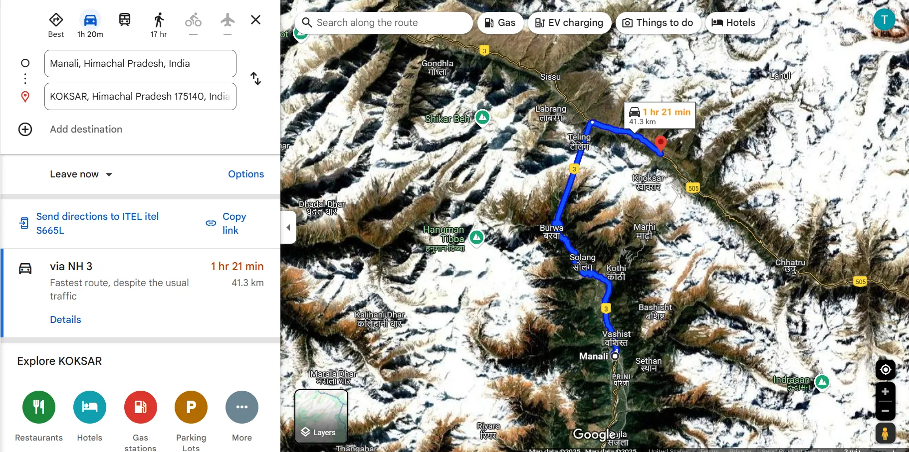 Manali to Koksar