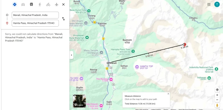 manali to hampta pass distance